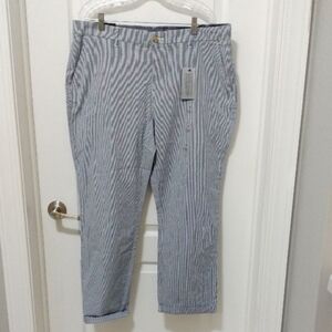 Tommy Hilfiger Navy and White Striped Chinos Size 16